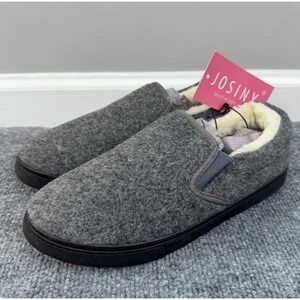 Josiny Fuzzy Slippers Mens 7 Womens 9 Gray Cozy Slip On Loafers House Shoes New